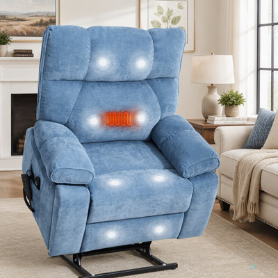 Heat Massage Dual Motor Infinite Position Up To 350 LBS Large Electric Power Lift Recliners With Hidden Cup Holders, Power-Remote, Medium-Firm And Heavy Duty