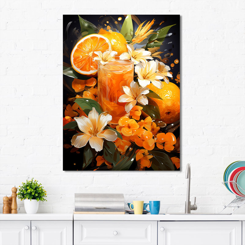 Orange vif mandarine cocktail coucher de soleil I - Art mural cocktails, H 20 po x l 12 po x P 1 po