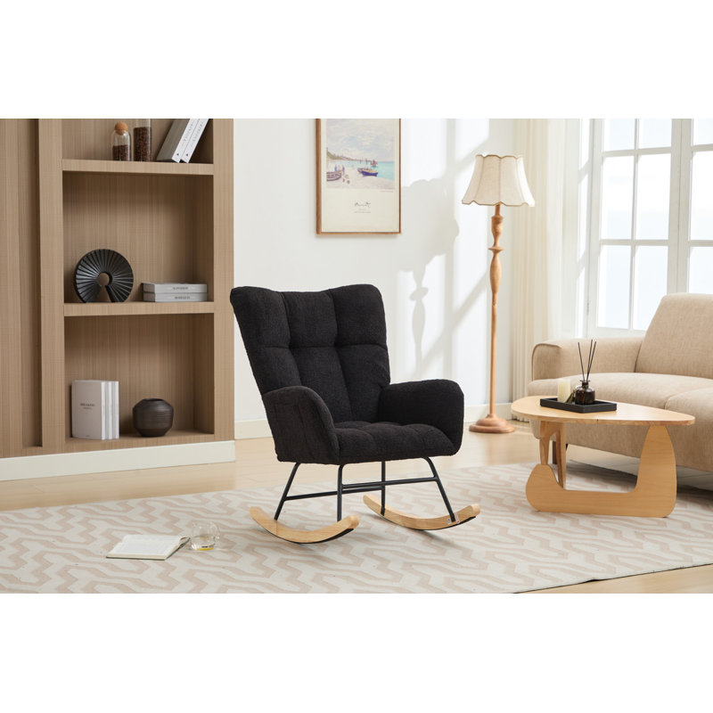 Chaise berçante rembourrée Modern, Noir