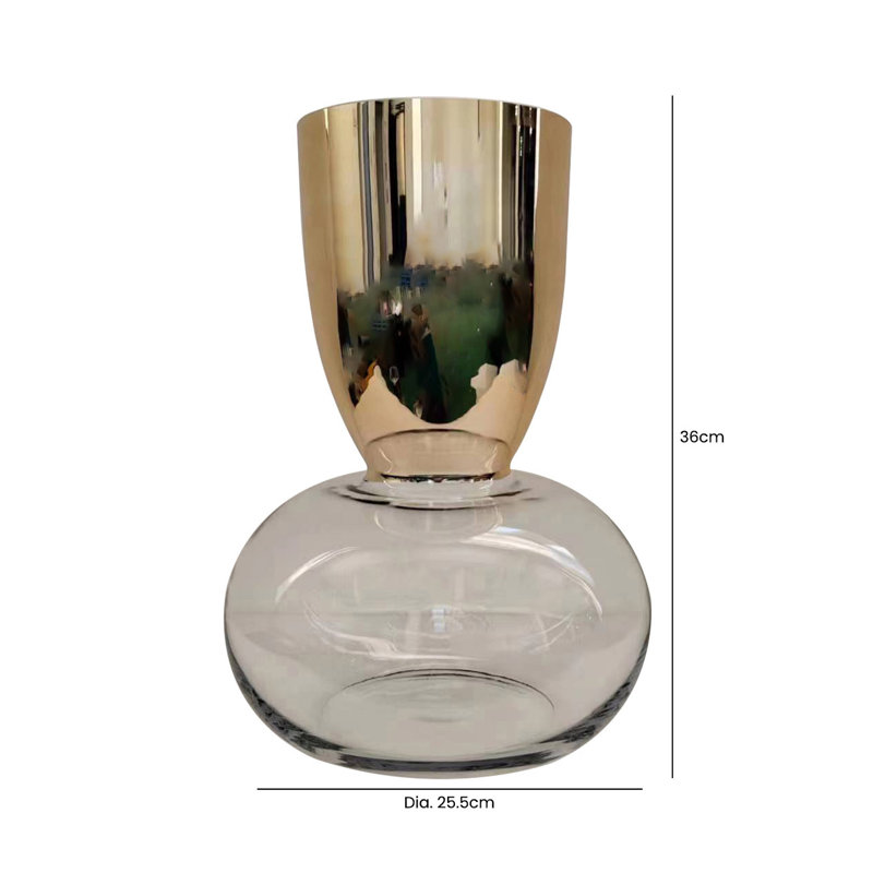 Coriddi Glass Table Vase, Gold, 36cm H  x 25.5cm W  x 25.5cm D