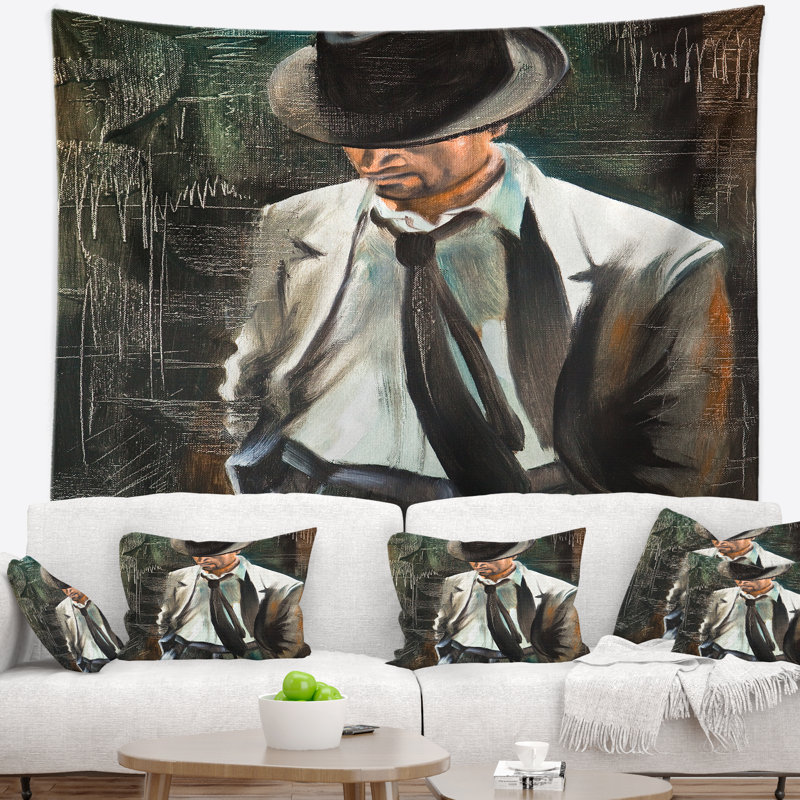 Portrait de la tapisserie gentleman, H 32 po x l 39 po