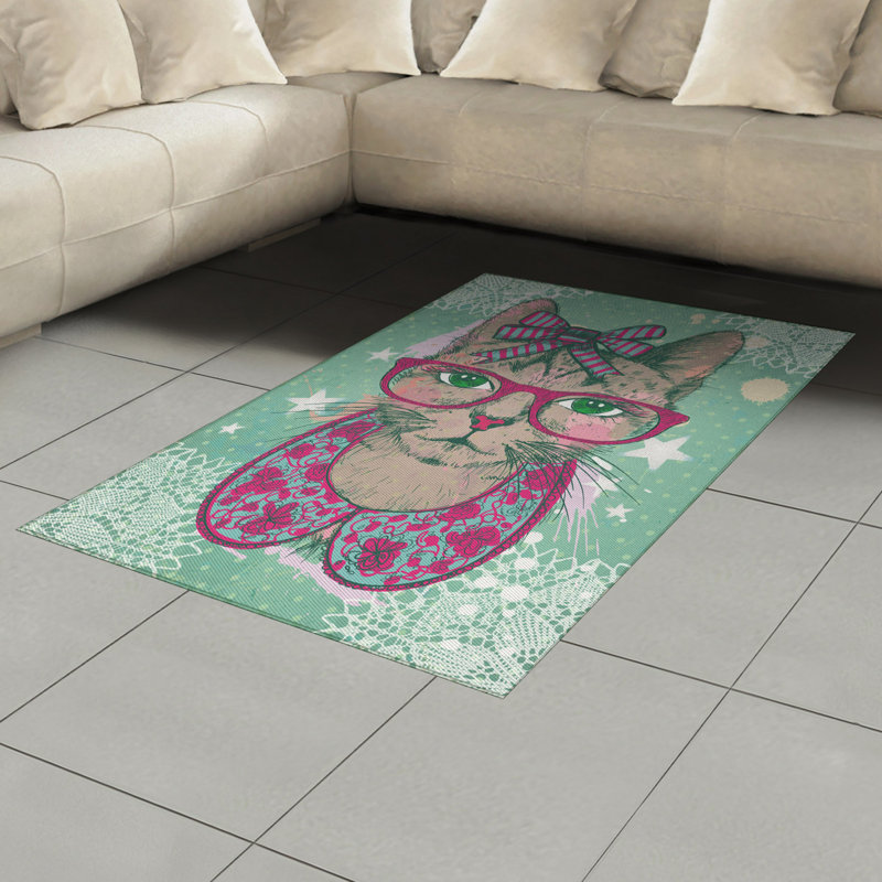 Tapis décoratif en fibre de polyester à haute densité Cat, Rectangle— 4 pi x 5 pi 8 po