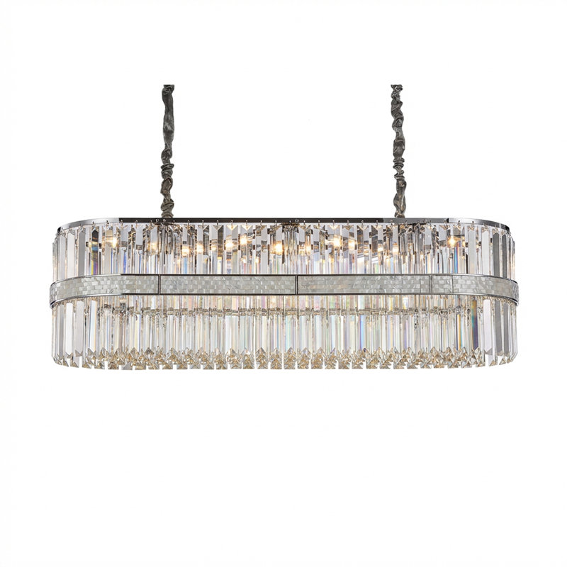 Spectra 15-Light Rectangular Crystal Chandelier - Chrome