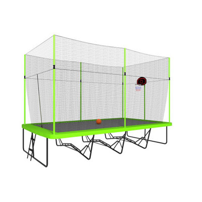 Trampoline d'extérieur 10 pi x 17 pi avec panier de basketball et filet de sécurité