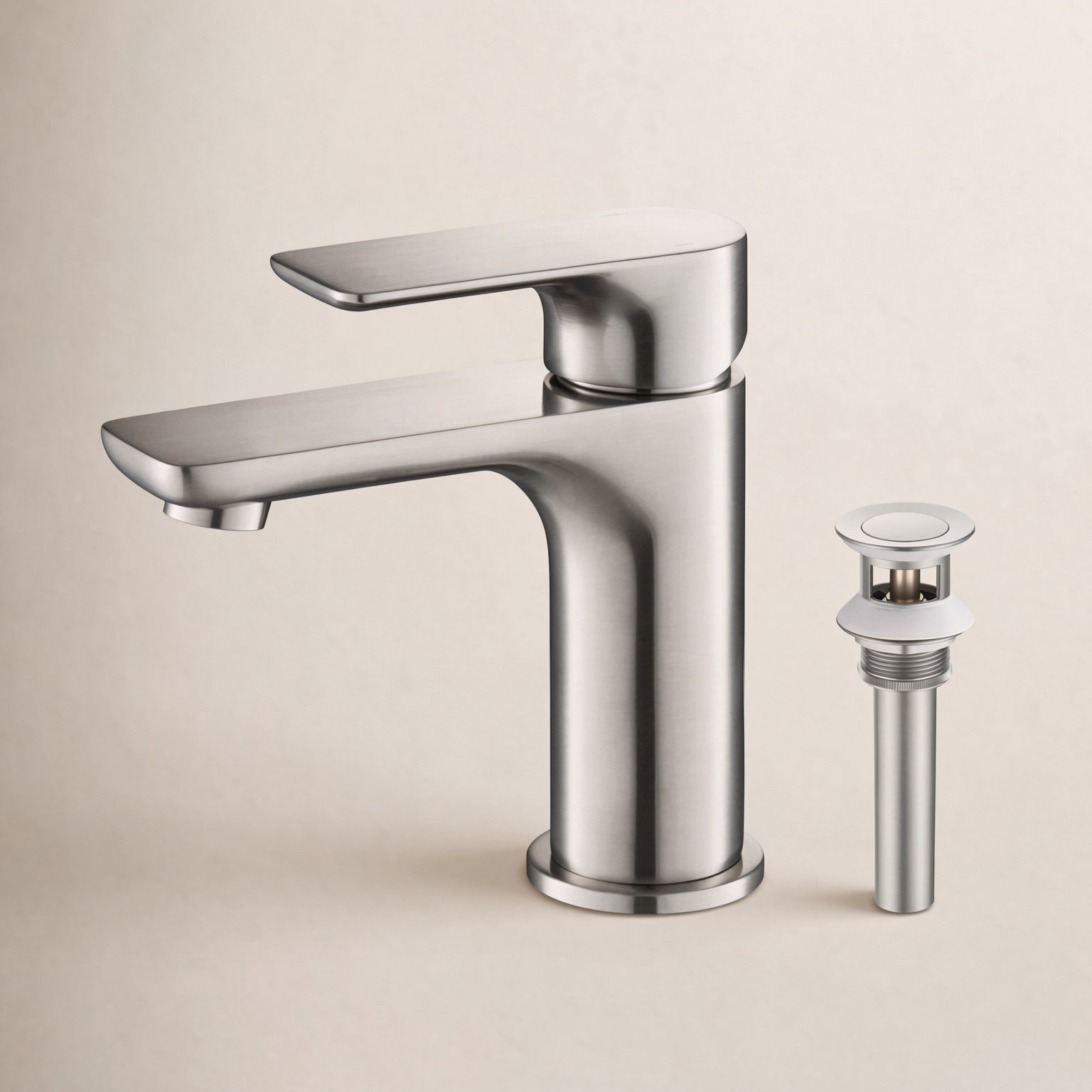Tender Single-Hole Bathroom Faucet with Drain, Brushed Nickel