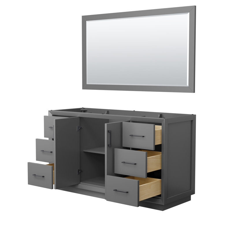 Strada 59.25'' Single Bathroom Vanity Base Only, Dark Gray/Black