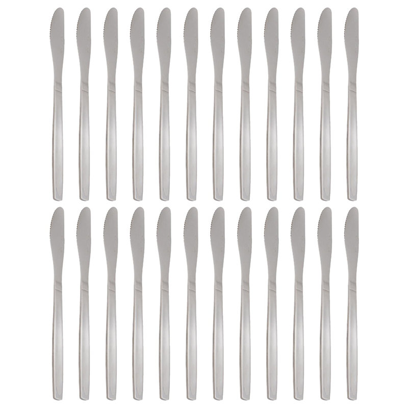 Argon Tableware - Economy Silver Dinner Knives - Rust Resistant Flatware Set of 24