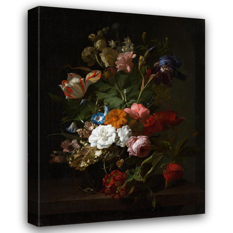 «Vase with Flowers» par Rachel Ruysch - Art mural sur toile tendue avec châssis, H 24 po x l 17 po