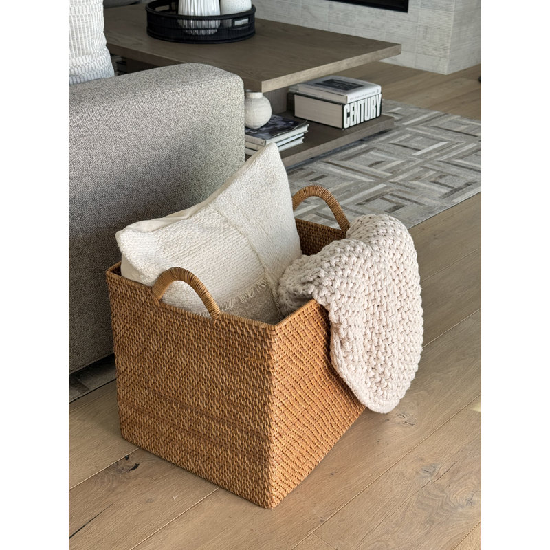 Beachcrest Home™ Simran Rattan Basket, Brown