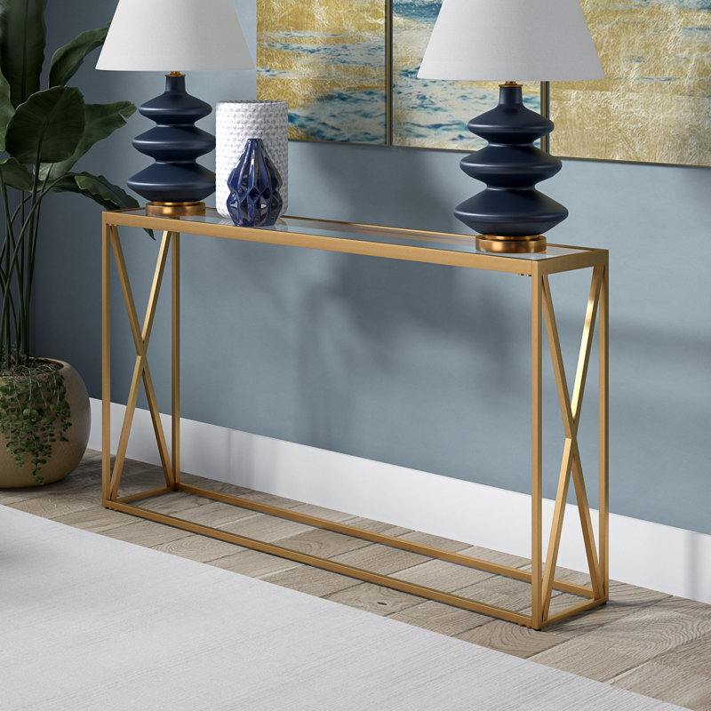 Console Table, 76.2cm H x 91.4cm W x 25.4cm D, Brass