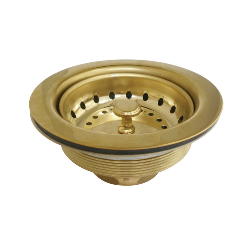Kingston Brass Tacoma 3-1/2 Inch Kitchen Sink Basket Strainer Only, Polished Brass
