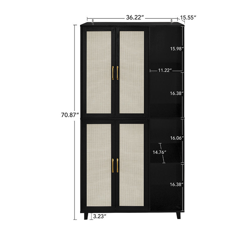 Armoire de rangement simple (H 70,87 po x l 36,22 po x P 15,55 po), Noir / blanc