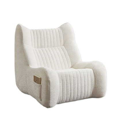Canapé relax surdimensionné en chenille de 102 cm de large avec accoudoirs, pouf blanc