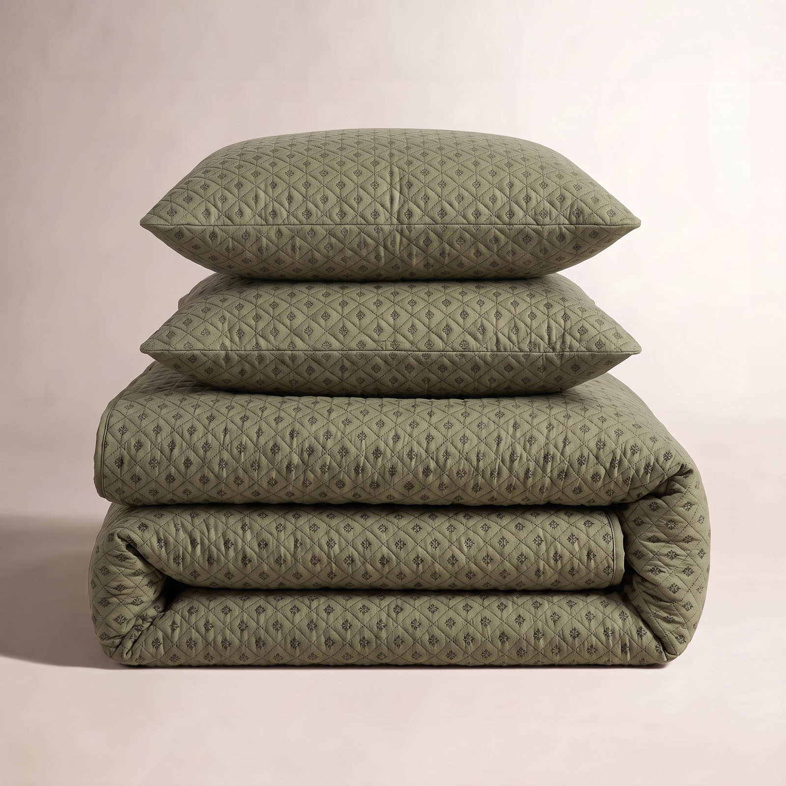 Cotton Quilt Set, King Quilt + 2 King Shams