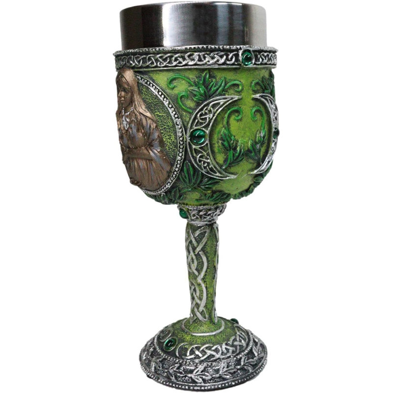 Calice de vin vert Wicca Triple Goddess Maiden Mother Crone Witchcraft