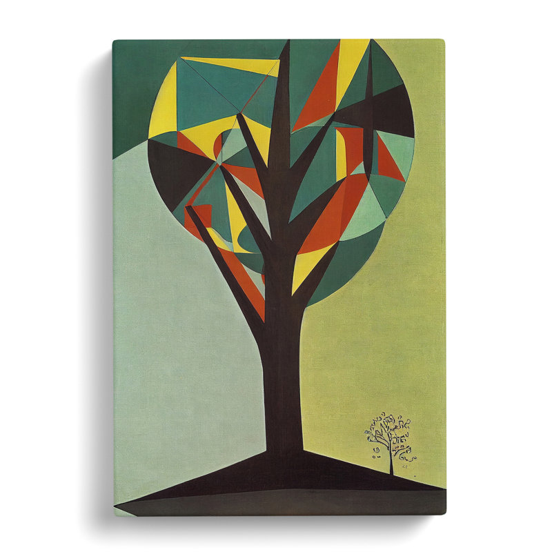 XC1022-3772X Retro Abstract Tree No.1 - Wrapped Canvas Print, 60cm H x 40cm W x 3cm D