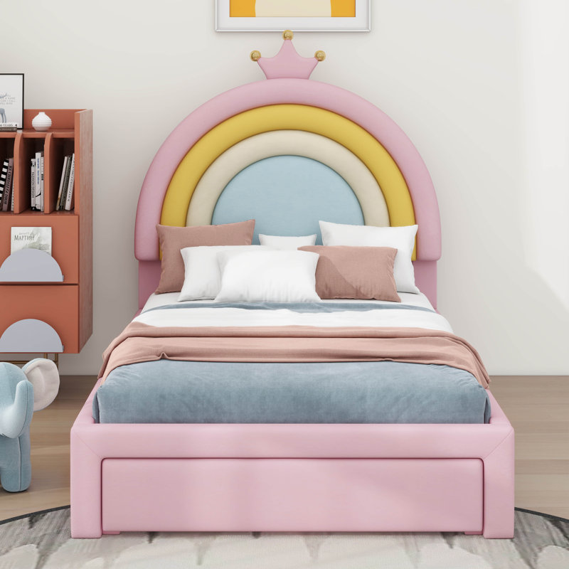 Lit plateforme en velours Aristeu, Lit simple