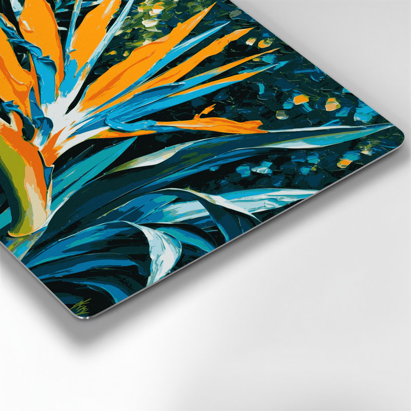 Oiseau de paradis hawaïen, art mural en métal bleu