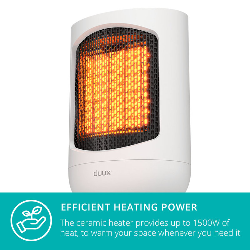 Duux 1500 Watt 1 BTU Electric Compact Space Heater, White