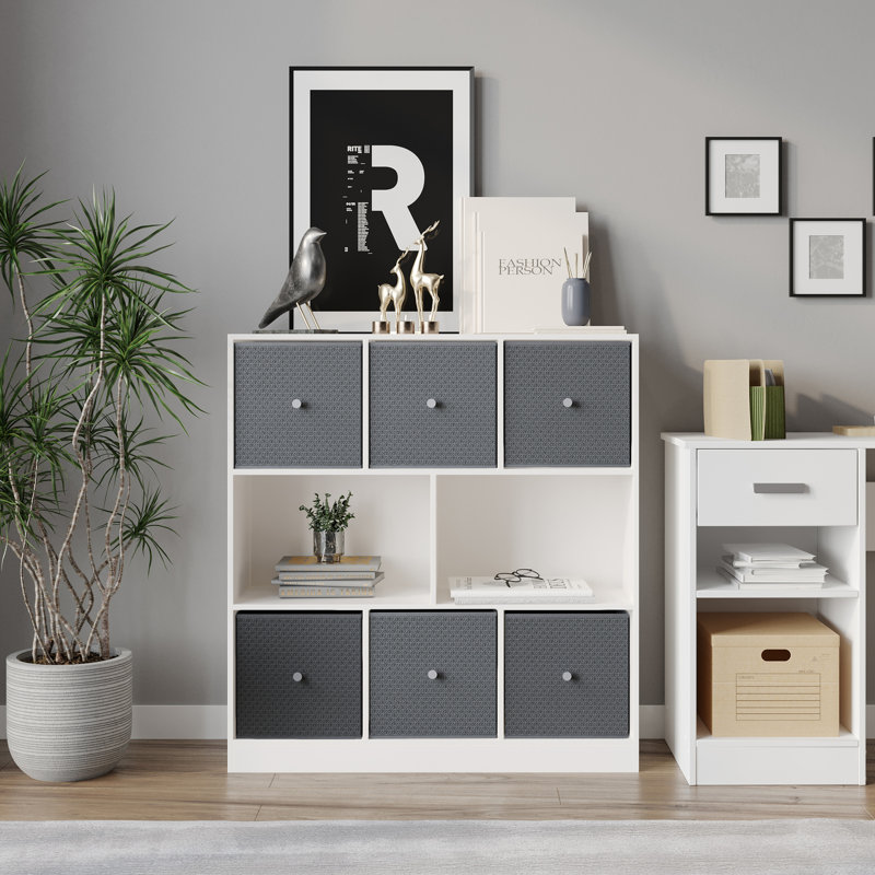 95.3 cm H x 28.5 cm W Solid Wood Bookcase, White/Light Grey