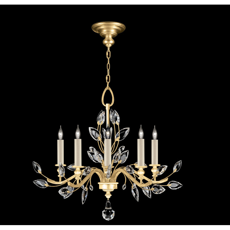 Crystal 5 - Light Dimmable Empire Chandelier, Gold