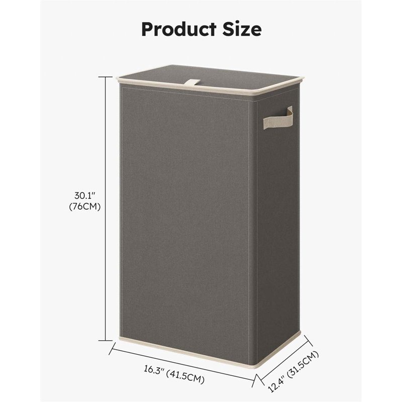 Bhargava Fabric Laundry Hamper with Handles, Grey Wood