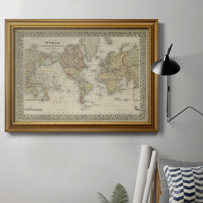 Carte du monde de Mitchell - impression sur toile encadrée