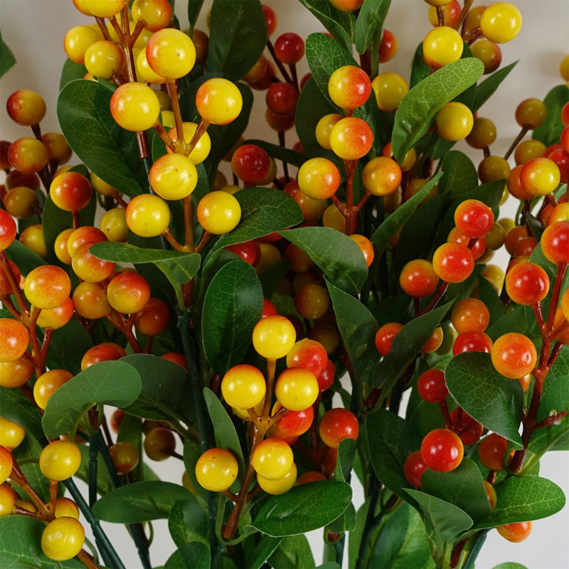 Pack of 6 x 70cm Green Berry Spray, Orange
