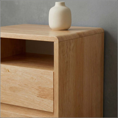 Table de chevet moderne avec 2 tiroirs et tablettes Table de chevet en bois massif avec station de charge Table de chevet Mid Century