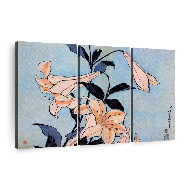 «Lilies 1830», 3 pièces sur toile, H 32 po x l 50 po x P 1,25 po