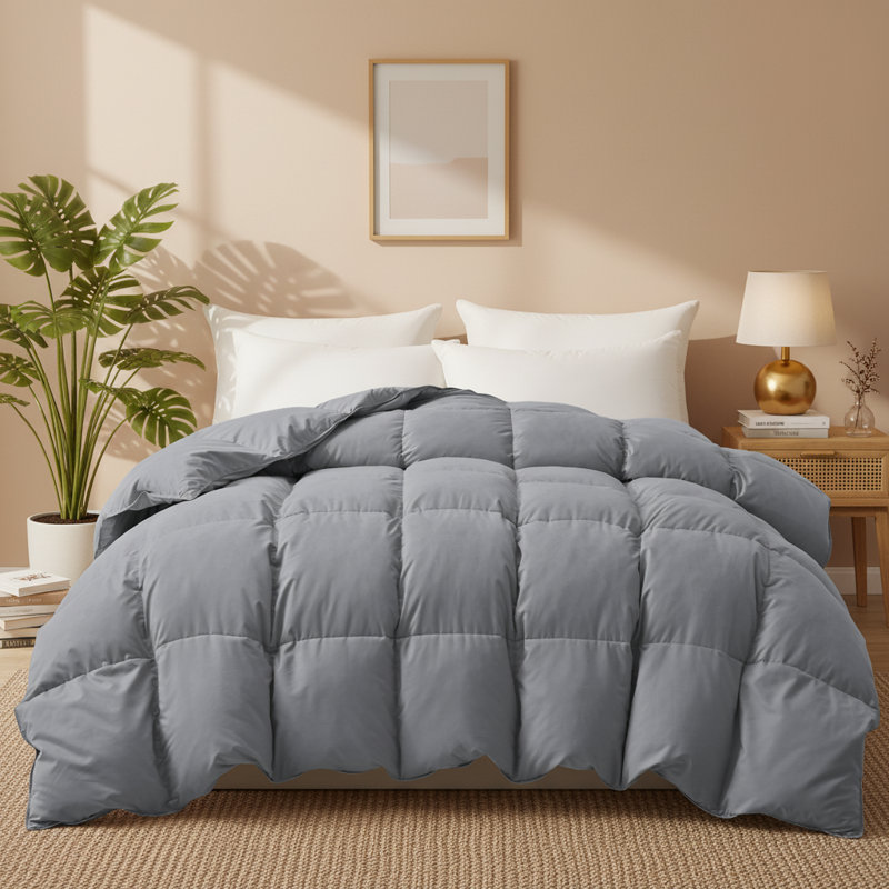 Édredon épais en duvet d'oie blanche, Très grand, Gris foncé