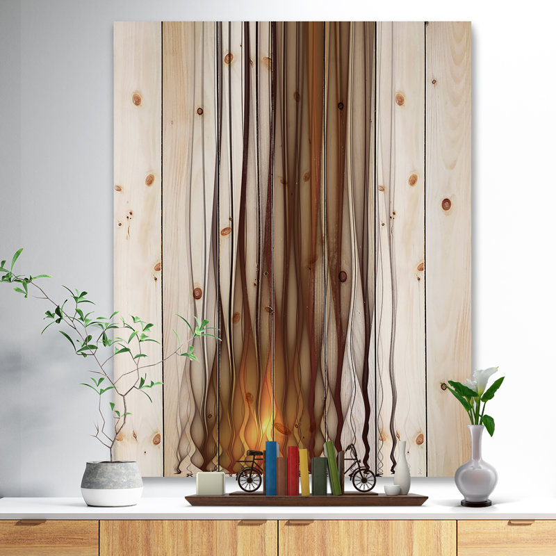 Corwin «Abstract Yellow Fractal Flames Pattern», reproduction d'impression sur bois, H 20 po x l 15 po x P 1po