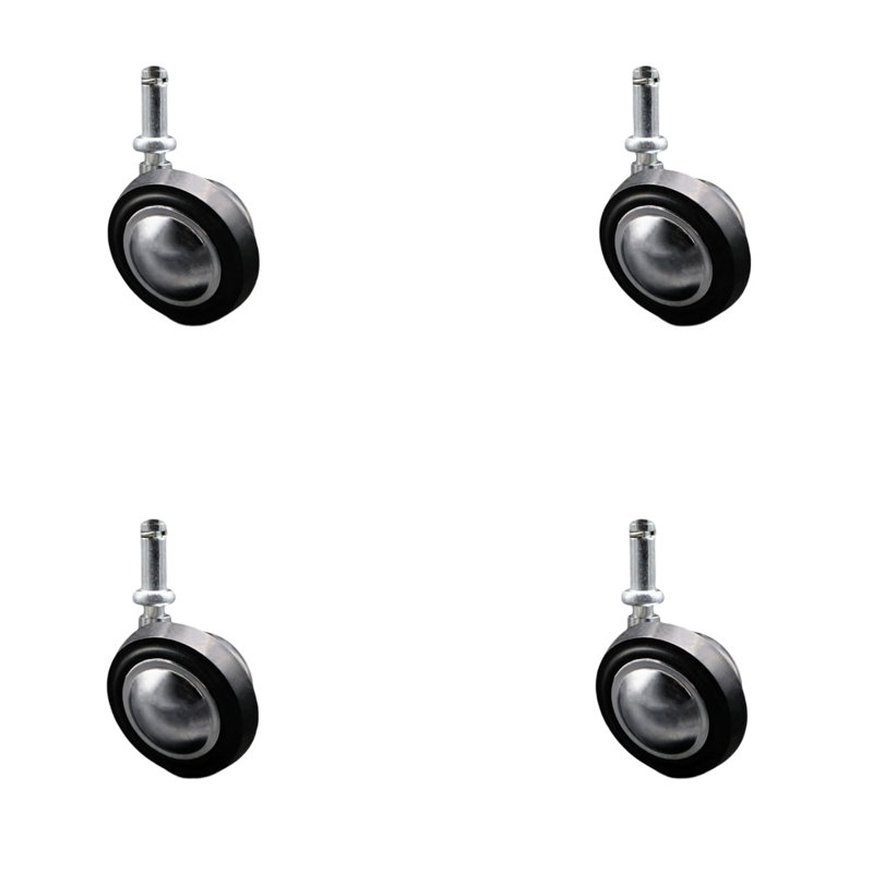 2.25 Inch Windsor Soft Tread Ball Caster –7/16” Grip Ring Stem –Set of 4, Chrome brillant