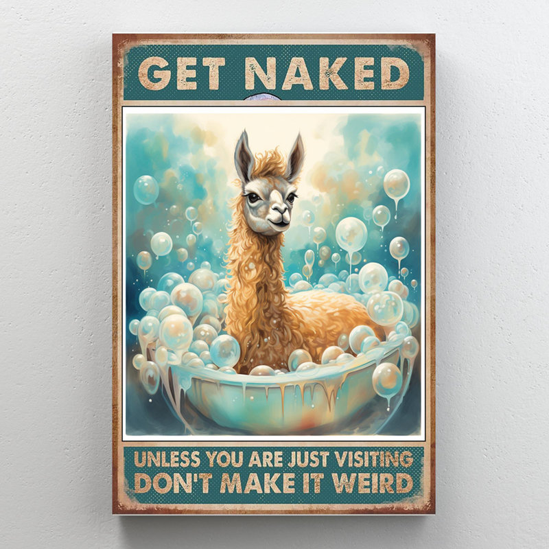 Alpacas «Get Nake 1 - 1 Pièce», impression sur toile rectangulaire, H 36 po x l 24 po x P 1,25 po