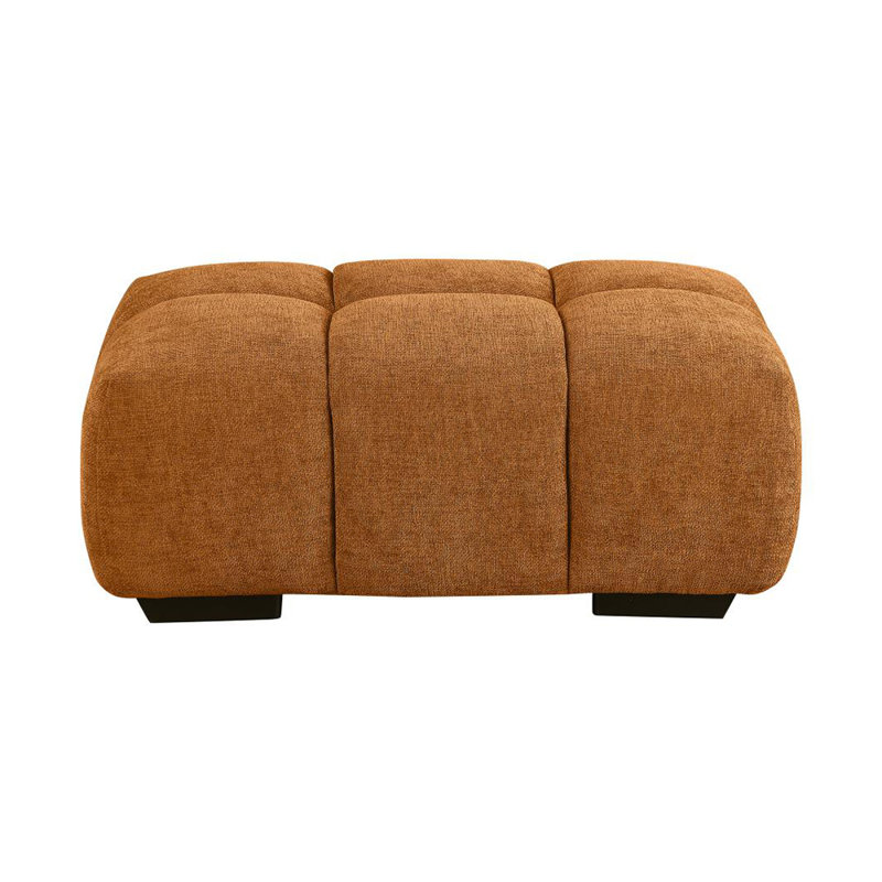 Rectangular Upholstered Tufted Ottoman With Block Legs In Orange
