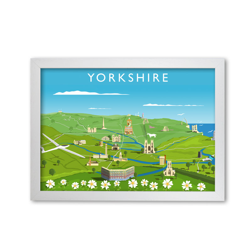 Yorkshire by Richard O'Neill - Single Picture Frame Print, 29.7 cm H x 42 cm W x 3 cm D, White
