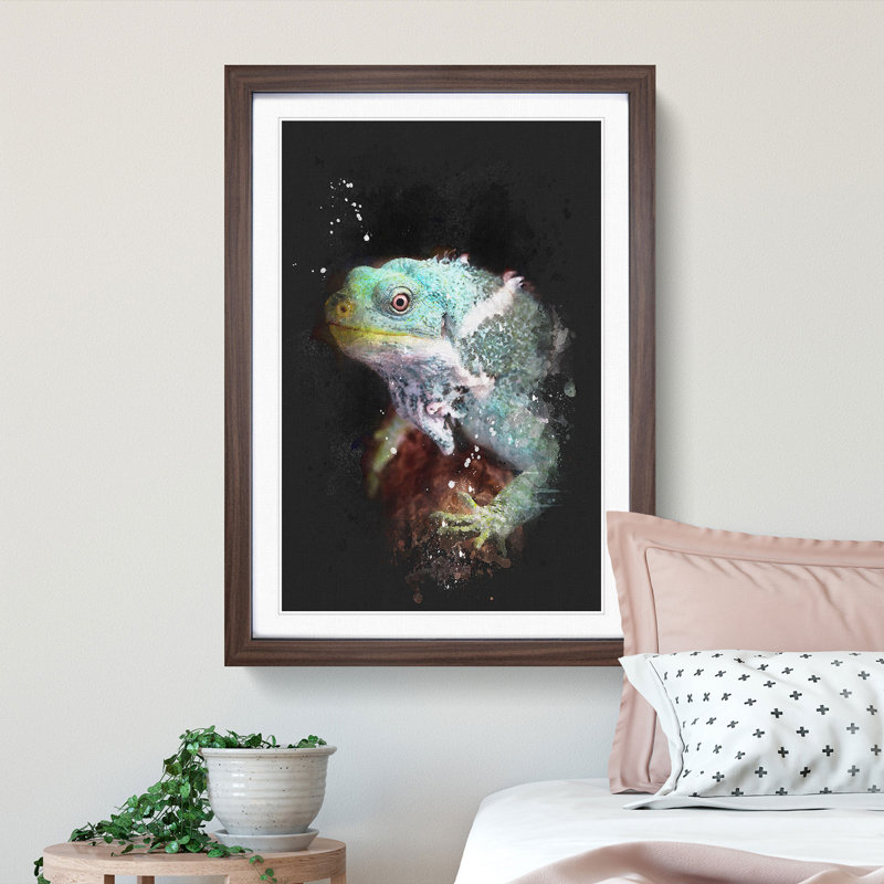 Fiji Iguana - Framed Print, 63cm H x 45cm W x 2cm D, Walnut Framed