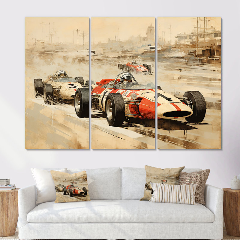 «Vintage Rally Speed Car Melody 1 - Race Tracks», art mural, Toile tendue, H 32 po x l 48 po x P 1 po