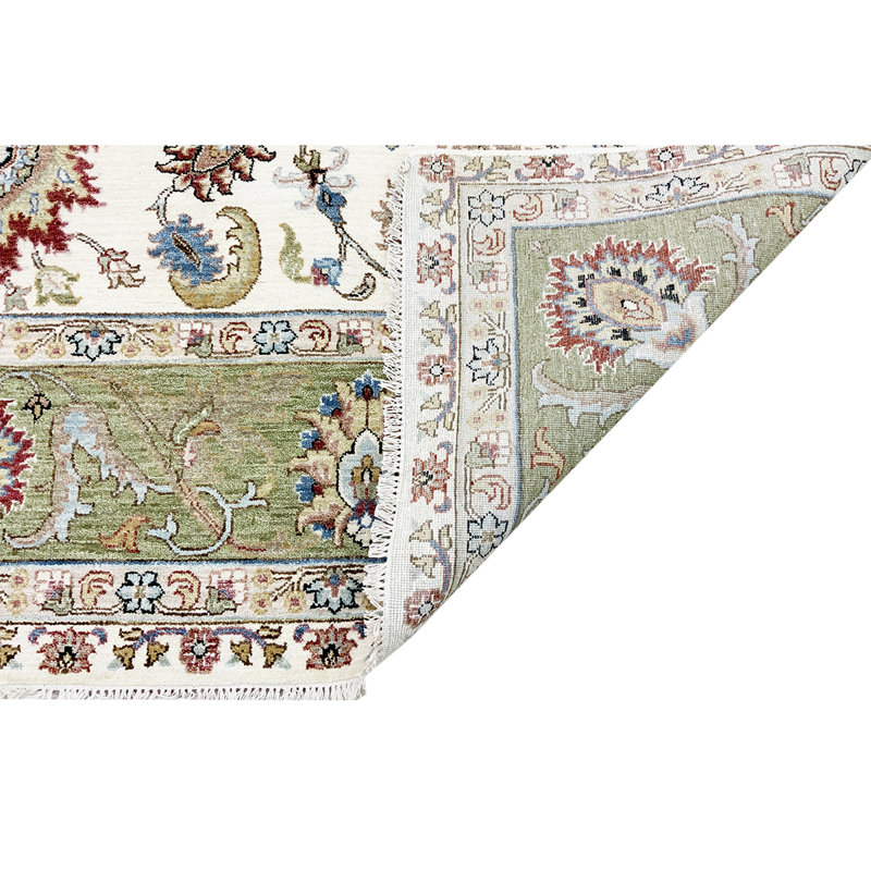 Tapis ivoire / brun noué à la main de haute qualité, Rectangle 8 pi x 10 pi