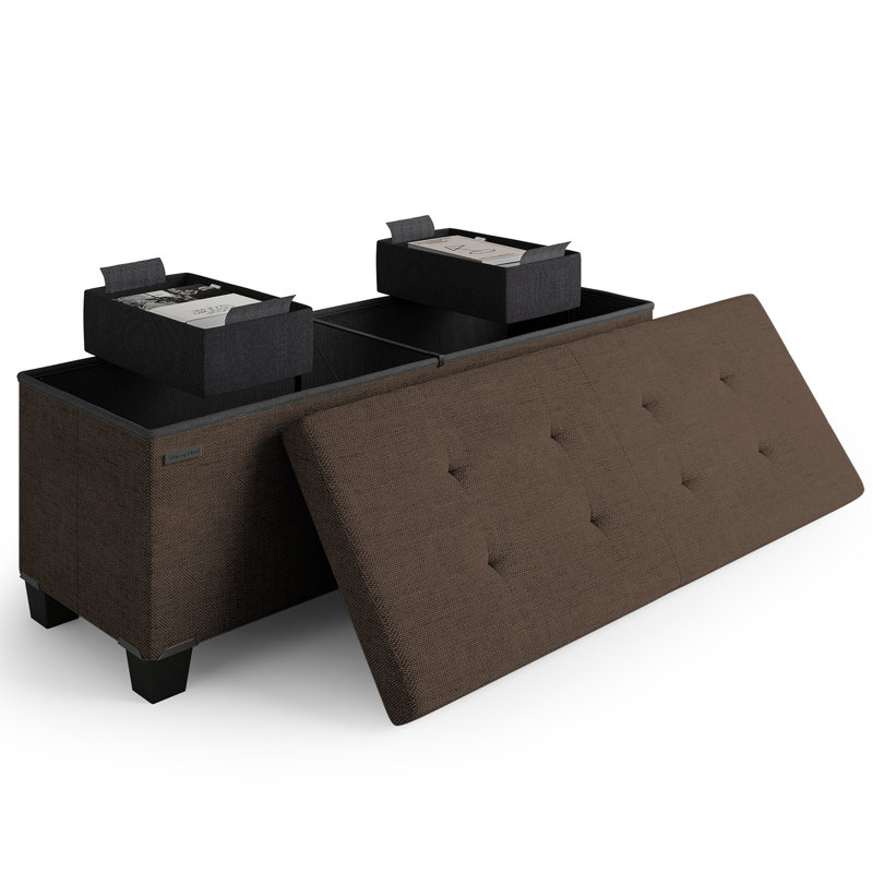 Banc de rangement avec repose-pieds Vérrant, 15"H x 43"W x 15"D, Brown