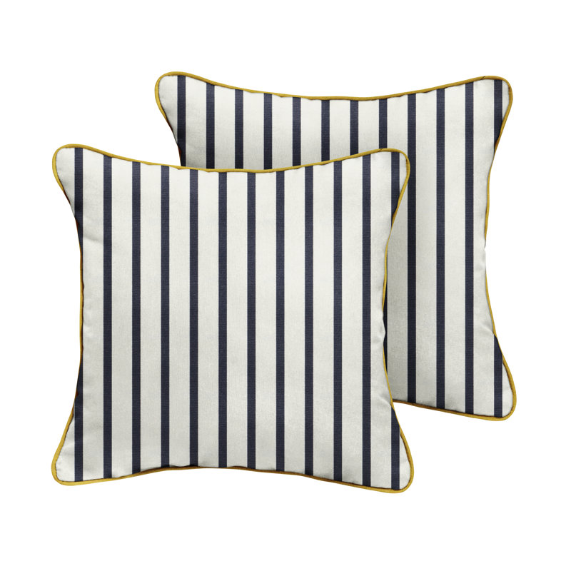 Striped Sunbrella® Outdoor Reversible Throw Pillow, 20" x 20", Pink/Black