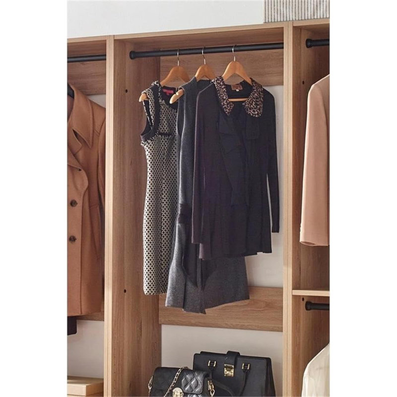 Home Imports Emporium Freestanding Walk In Closet System for Closet Room Rectangular Oak Wood Open Concept Design with Spacious Shelving and Hanging Storage