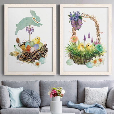 Bunny Hop - ensemble de 2 peintures sur toile encadrées