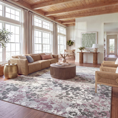 Makeba Floral Gray/Purple Area Rug