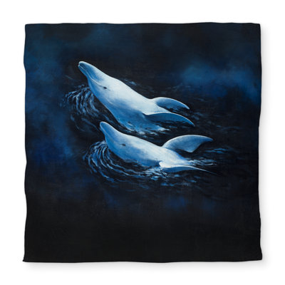 Two Swimming Dolphins Blue Sea Queen Duvet Cover | Home Decor