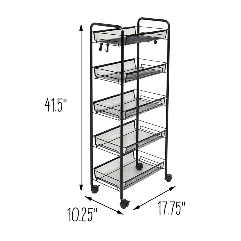 Authement 5-Tier Rolling File Cart