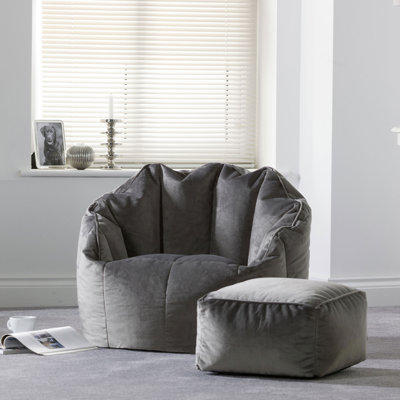 Sirena Velvet Chair and Square Footstool
