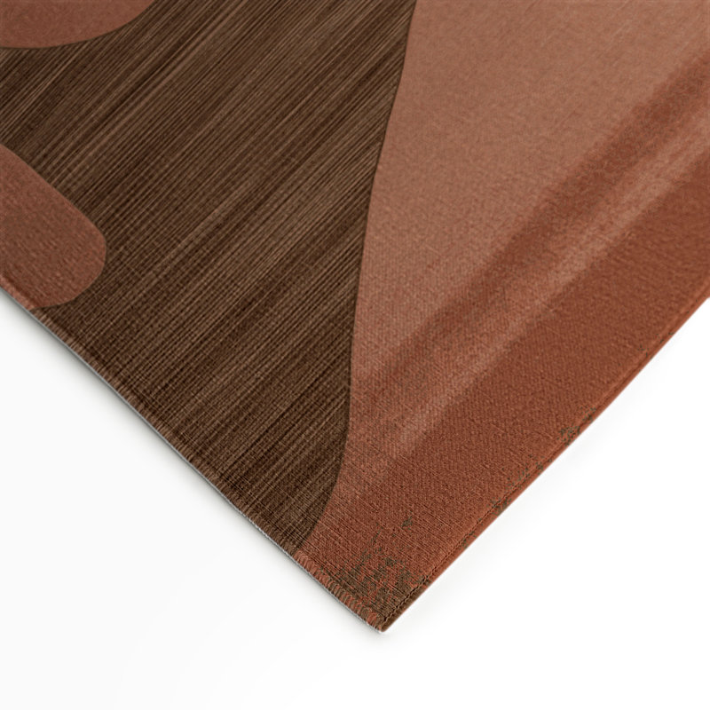 Tapis brun abstrait intérieur et extérieur, Rectangulaire 3 pi x 5 pi