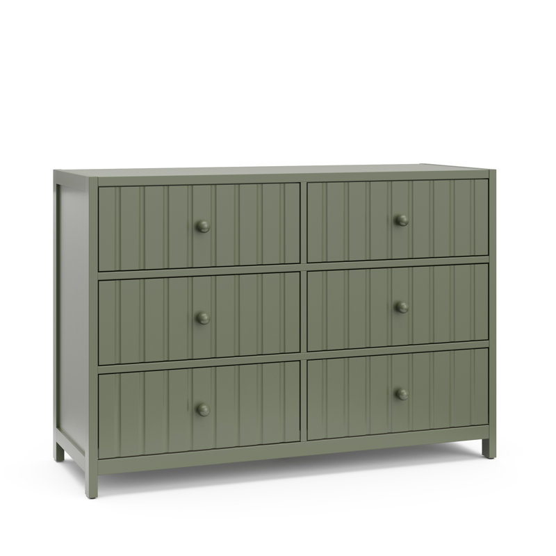 Teddi 6 Drawer Double Dresser, Olive