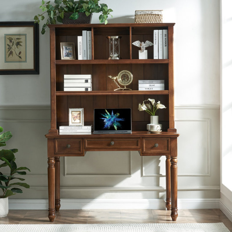 Bureau rectangulaire en bois massif brun noisette, H 30,71 po x l 47,24 po x P 23,62 po